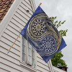 Gold And Grey Yin Yang Flower Print House Flag