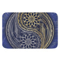 Gold And Grey Yin Yang Flower Print Indoor Door Mat