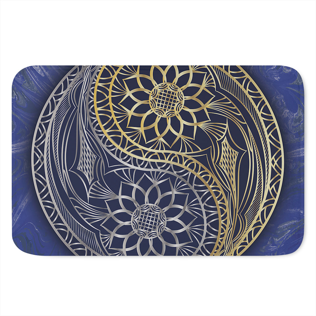 Gold And Grey Yin Yang Flower Print Indoor Door Mat