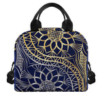 Gold And Grey Yin Yang Flower Print Insulated Lunch Bag