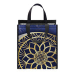 Gold And Grey Yin Yang Flower Print Insulated Lunch Tote