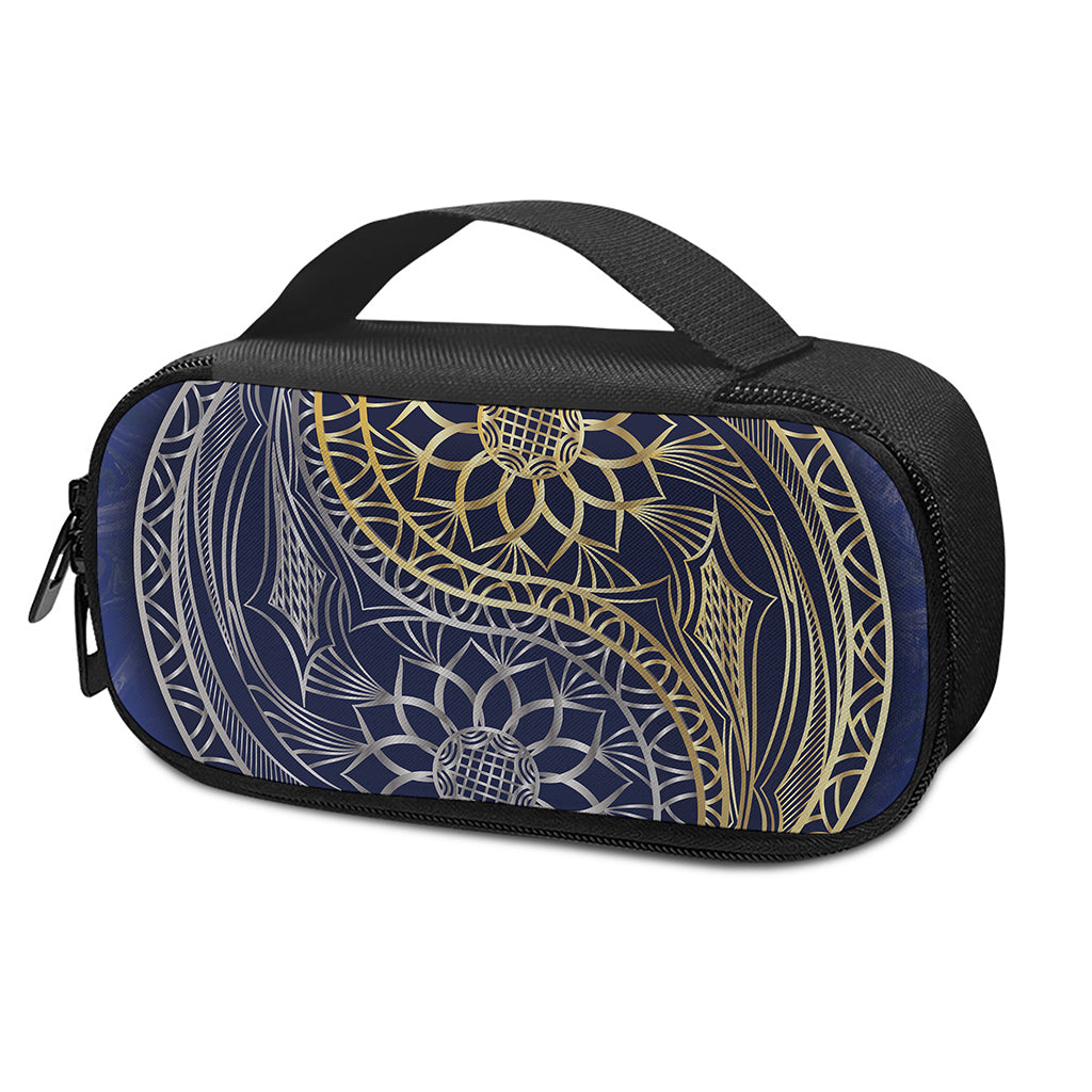 Gold And Grey Yin Yang Flower Print Insulin Cooler Travel Case