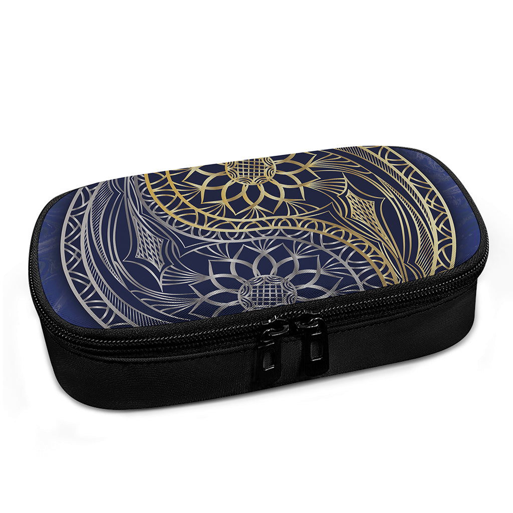 Gold And Grey Yin Yang Flower Print Insulin Cooler Travel Case