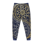 Gold And Grey Yin Yang Flower Print Jogger Pants