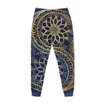 Gold And Grey Yin Yang Flower Print Jogger Pants