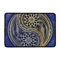 Gold And Grey Yin Yang Flower Print Kitchen Mat