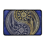 Gold And Grey Yin Yang Flower Print Kitchen Mat