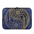 Gold And Grey Yin Yang Flower Print Laptop Sleeve