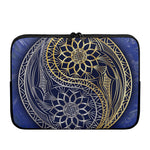 Gold And Grey Yin Yang Flower Print Laptop Sleeve