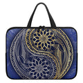 Gold And Grey Yin Yang Flower Print Laptop Sleeve With Handle