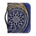 Gold And Grey Yin Yang Flower Print Leather Bible Cover