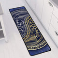 Gold And Grey Yin Yang Flower Print Long Kitchen Mat