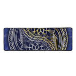 Gold And Grey Yin Yang Flower Print Long Kitchen Mat