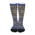 Gold And Grey Yin Yang Flower Print Long Socks