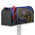 Gold And Grey Yin Yang Flower Print Mailbox Cover