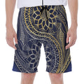 Gold And Grey Yin Yang Flower Print Men's Beach Shorts