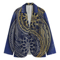 Gold And Grey Yin Yang Flower Print Men's Blazer