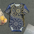 Gold And Grey Yin Yang Flower Print Men's Bodysuit