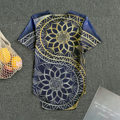Gold And Grey Yin Yang Flower Print Men's Bodysuit