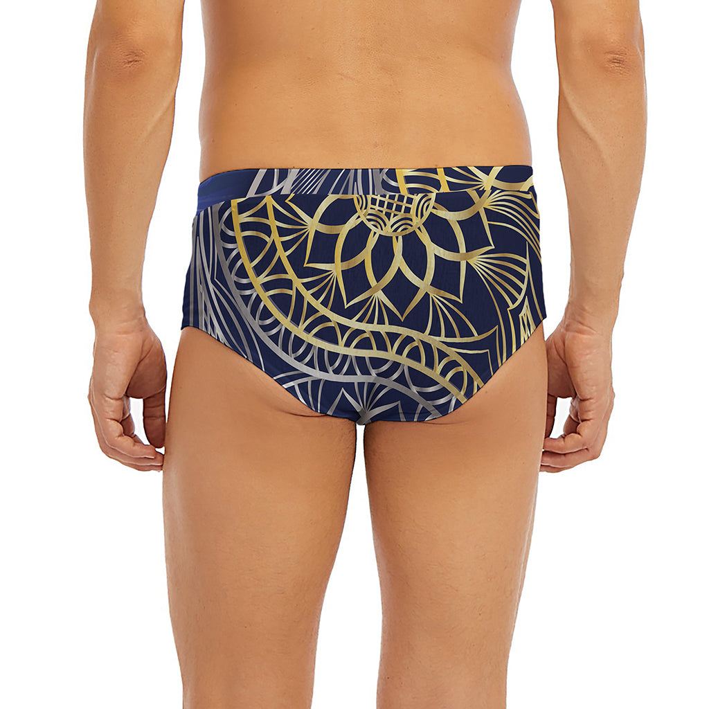 Gold And Grey Yin Yang Flower Print Men's Briefs