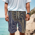 Gold And Grey Yin Yang Flower Print Men's Cargo Shorts