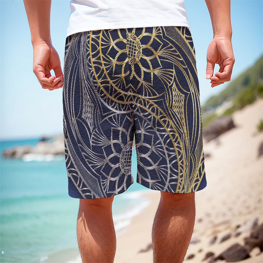 Gold And Grey Yin Yang Flower Print Men's Cargo Shorts