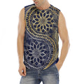 Gold And Grey Yin Yang Flower Print Men's Fitness Tank Top