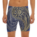 Gold And Grey Yin Yang Flower Print Men's Long Boxer Briefs