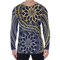 Gold And Grey Yin Yang Flower Print Men's Long Sleeve T-Shirt