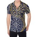 Gold And Grey Yin Yang Flower Print Men's Shirt