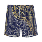 Gold And Grey Yin Yang Flower Print Men's Sports Shorts