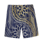 Gold And Grey Yin Yang Flower Print Men's Sports Shorts