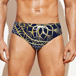 Gold And Grey Yin Yang Flower Print Men's Swim Briefs