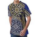 Gold And Grey Yin Yang Flower Print Men's Velvet T-Shirt