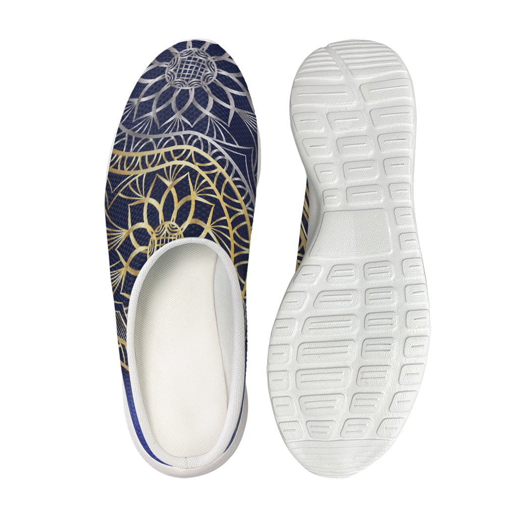 Gold And Grey Yin Yang Flower Print Mesh Casual Shoes