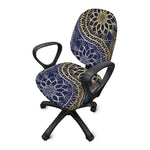 Gold And Grey Yin Yang Flower Print Office Chair Cover