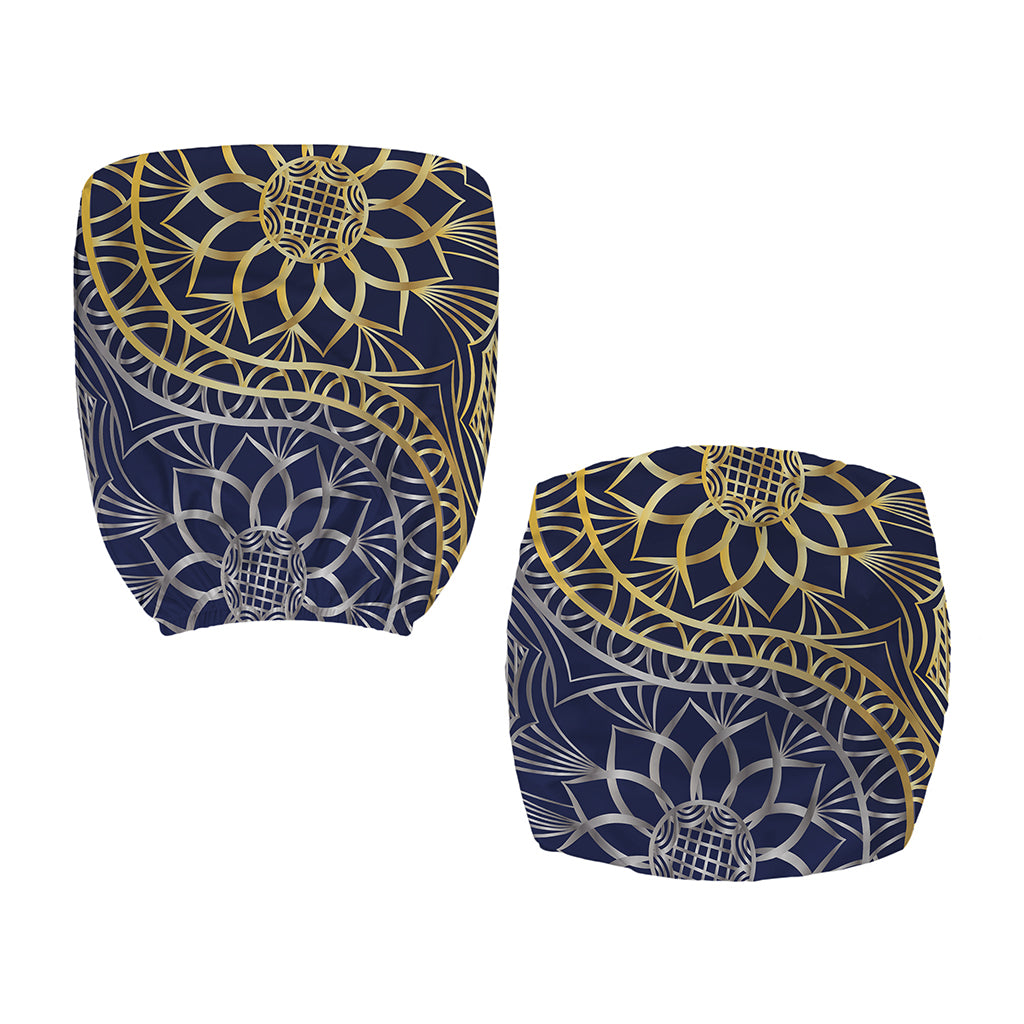 Gold And Grey Yin Yang Flower Print Office Chair Cover