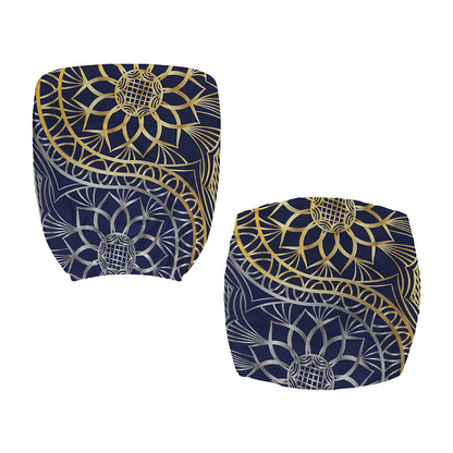 Gold And Grey Yin Yang Flower Print Office Chair Cover