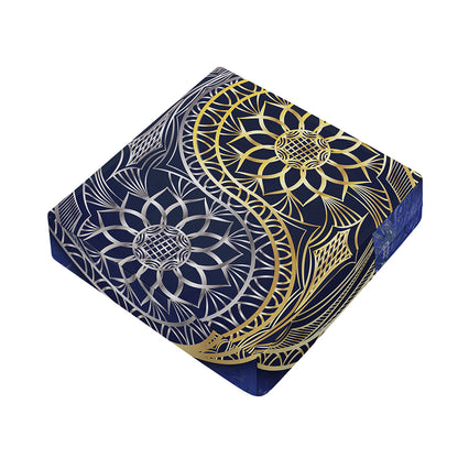 Gold And Grey Yin Yang Flower Print Outdoor Seat Cushion Cover