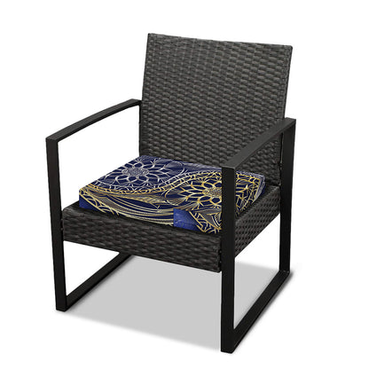 Gold And Grey Yin Yang Flower Print Outdoor Seat Cushion Cover