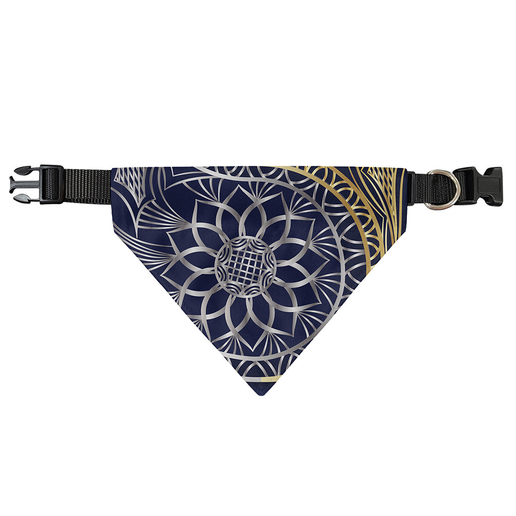 Gold And Grey Yin Yang Flower Print Over The Collar Dog Bandana