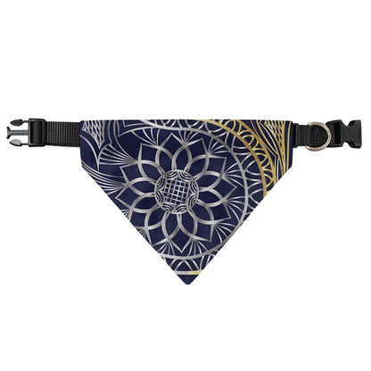 Gold And Grey Yin Yang Flower Print Over The Collar Dog Bandana