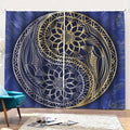 Gold And Grey Yin Yang Flower Print Pencil Pleat Curtains