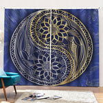Gold And Grey Yin Yang Flower Print Pencil Pleat Curtains