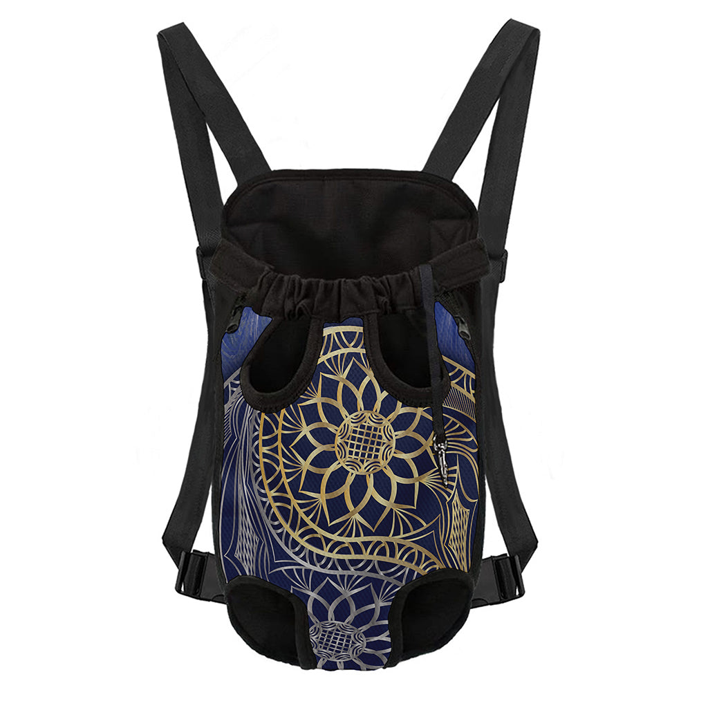 Gold And Grey Yin Yang Flower Print Pet Carrier Backpack