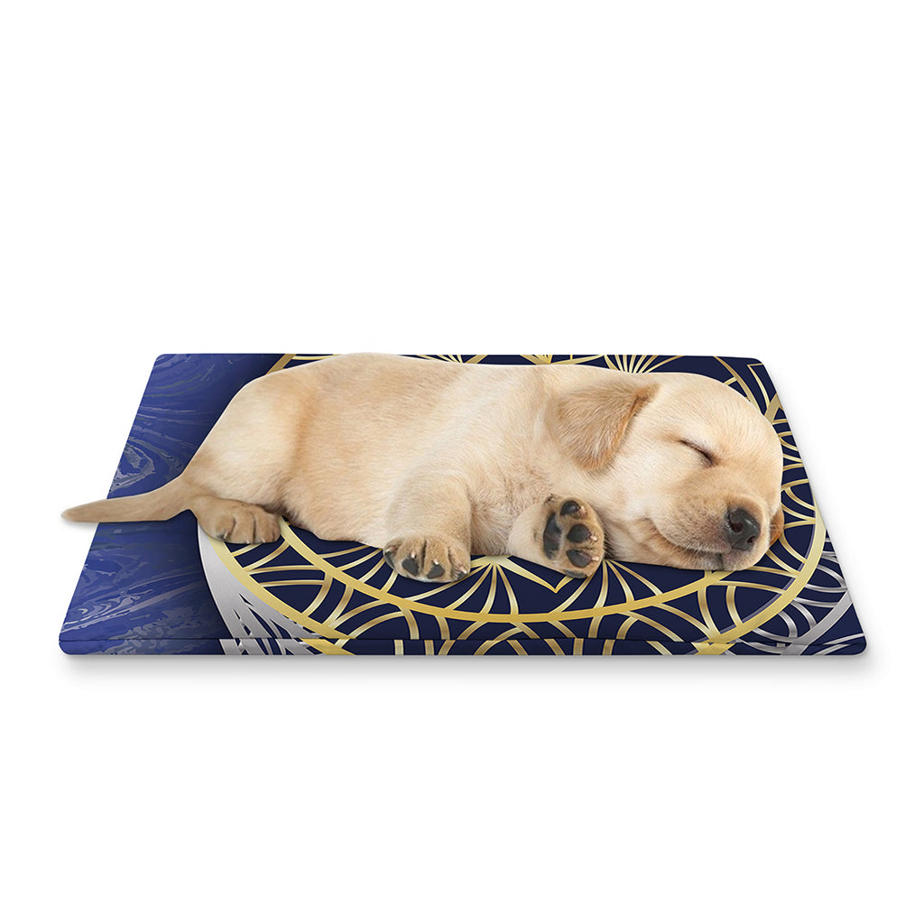 Gold And Grey Yin Yang Flower Print Pet Cooling Mat Cover