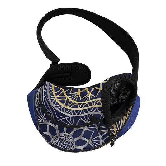 Gold And Grey Yin Yang Flower Print Pet Sling Carrier