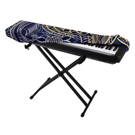 Gold And Grey Yin Yang Flower Print Piano Keyboard Cover