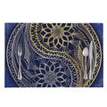 Gold And Grey Yin Yang Flower Print Placemat