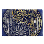 Gold And Grey Yin Yang Flower Print Placemat